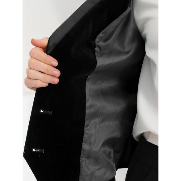 Velvet Suit Waistcoat Retro Sleeveless Steampunk Blazer Dressy Vest Black - Picture 5 of 5